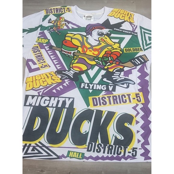 Mighty Ducks Tshirt All Over Print Throwback Hockey Disney Movie 2XL - Picture 2 of 9